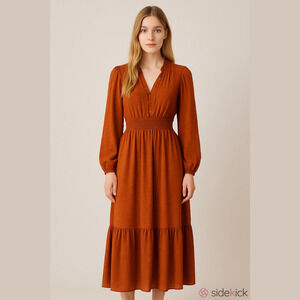 By The River Country Dress, SZ M, Waist 18”, Length 45” Approximately, Rust